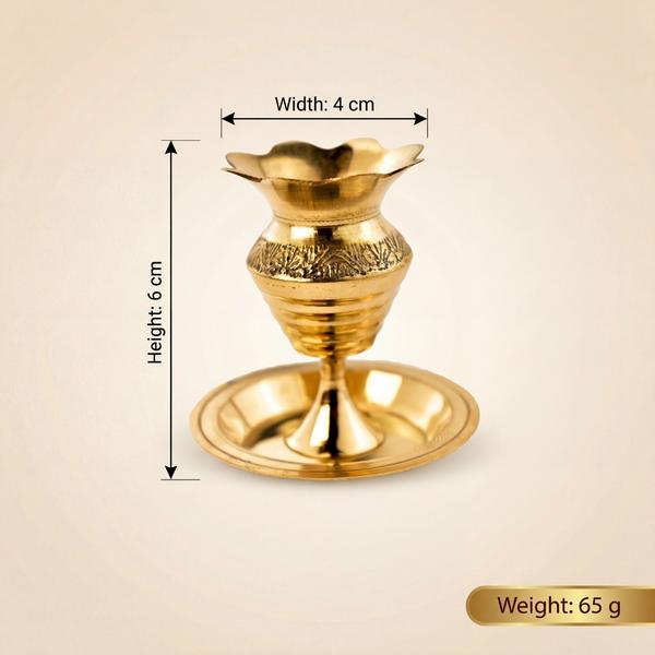 Pure Brass Flower Petal Diya Stand for Puja | Traditional Aarti Deepam with Base Plate for Home Temple & Daily Rituals