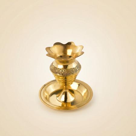Pure Brass Flower Petal Diya Stand for Puja | Traditional Aarti Deepam with Base Plate for Home Temple & Daily Rituals