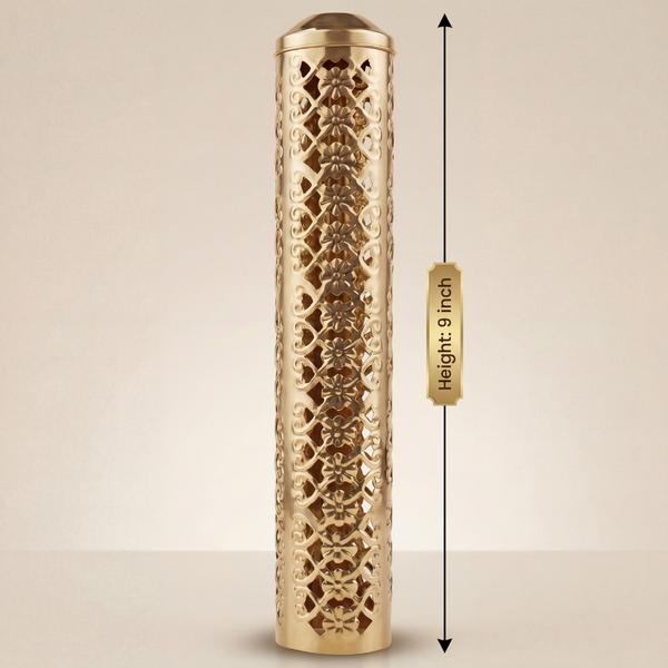 Pure Brass Incense Stick Holder for Puja | Decorative Agarbatti Stand with Floral Cutwork Cover for Home Temple, Mandir and Spiritual Decor