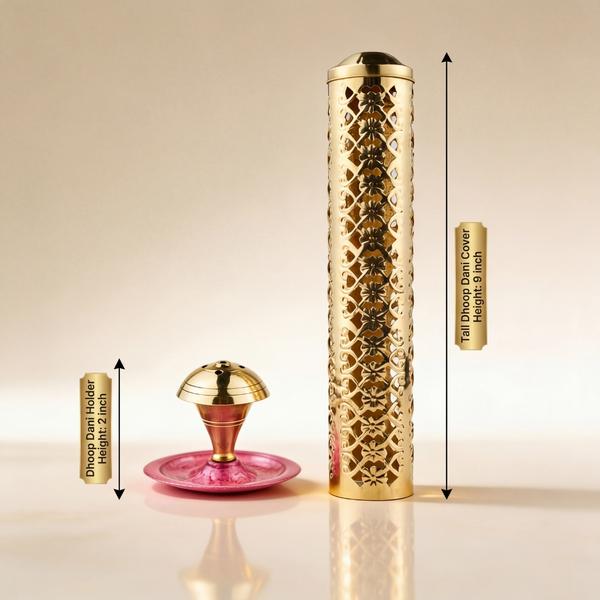 Pure Brass Incense Holder Set with Agarbatti Stand and Floral Cutwork for Puja, Home Temple and Spiritual Decor