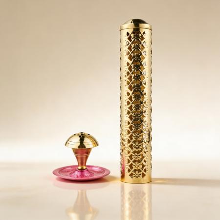 Pure Brass Incense Holder Set with Agarbatti Stand and Floral Cutwork for Puja, Home Temple and Spiritual Decor