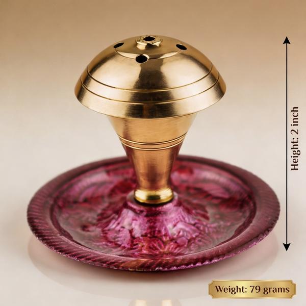 Pure Brass Incense Stick Holder with Ash Catcher Plate for Puja | Traditional Agarbatti Stand for Home Temple Decor