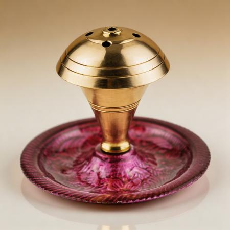 Pure Brass Incense Stick Holder with Ash Catcher Plate for Puja | Traditional Agarbatti Stand for Home Temple Decor