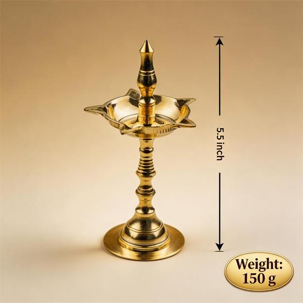 Handcrafted Brass Standing Diya for Temple Rituals and Spiritual Decor