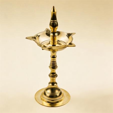 Handcrafted Brass Standing Diya for Temple Rituals and Spiritual Decor