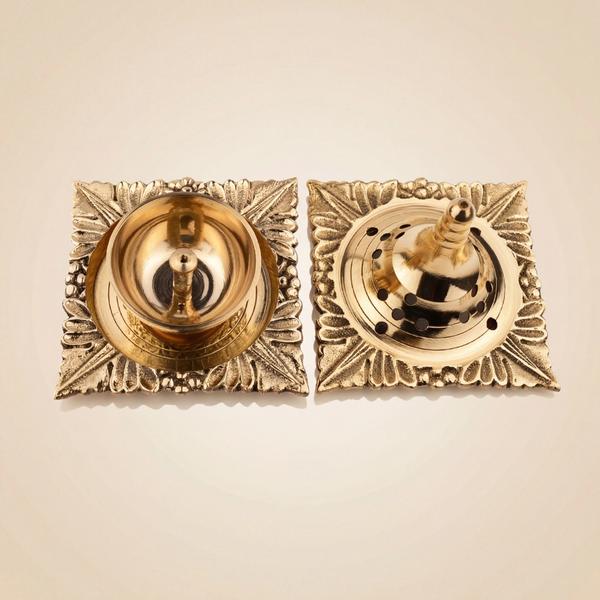 Brass Akhand Diya Lantern with Glass Cover for Puja | Traditional Oil Lamp for Temple and Diwali Decor