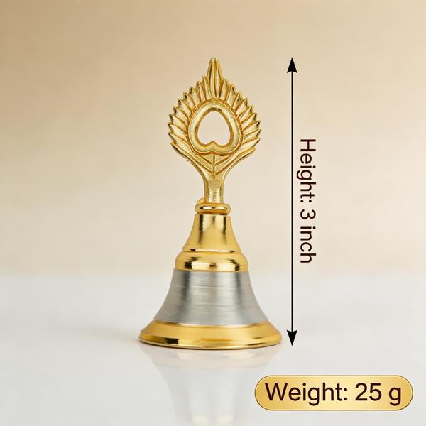 Mayur Puja Bell for Temple | Peacock Handle Hand Ghanti for Aarti, Mandir and Spiritual Rituals