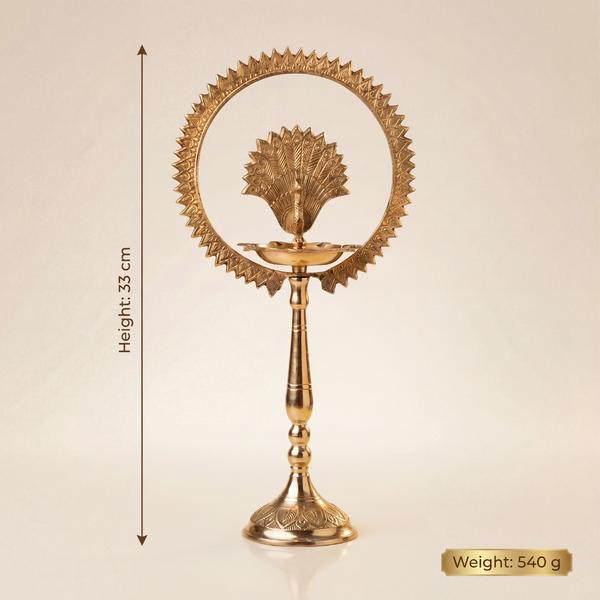 Brass Peacock Standing Diya for Puja | Decorative Deepam for Mandir, Temple and Festival Decor