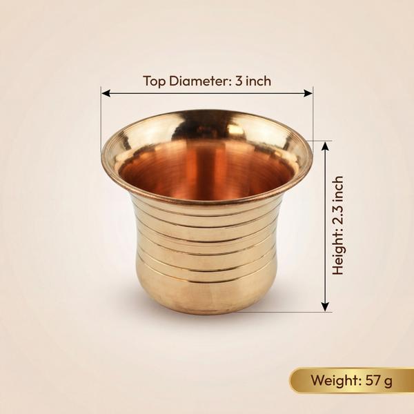 Pure Brass Panch Patra for Puja | Traditional Jal Patra Water Vessel for Home Mandir, Temple Rituals and Daily Worship