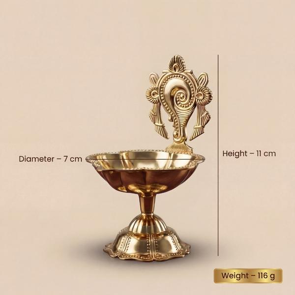 Pure Brass Sankh Diya With Stand for Puja | Decorative Oil Lamp for Home Mandir, Temple and Daily Worship