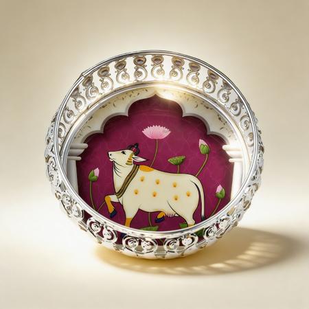 Silver Plated Kamdhenu Decorative Bowl for Puja | Sacred Cow Return Gift Bowl for Home Decor, Festive Use and Pooja Rituals