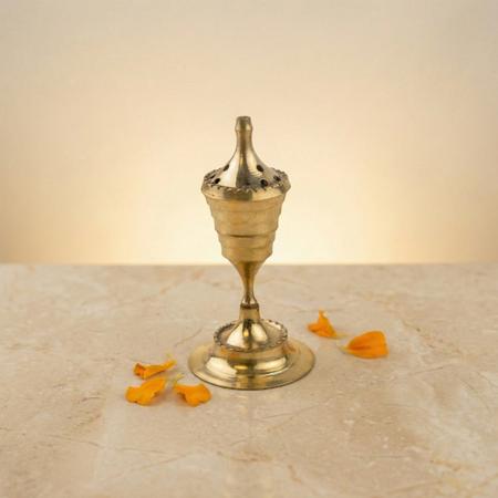 Pure Brass Agarbatti Holder with Ash Catcher | Traditional Incense Stick Stand for Puja, Mandir & Home Decor