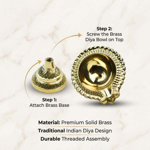 Pure Brass Kuber Diya with Stand for Puja | Traditional Oil Lamp for Mandir, Lakshmi Pooja & Festive Decor