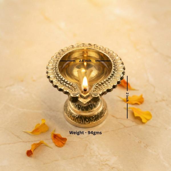 Pure Brass Kuber Diya with Stand for Puja | Traditional Oil Lamp for Mandir, Lakshmi Pooja & Festive Decor