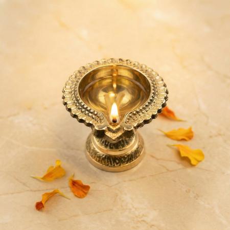 Pure Brass Kuber Diya with Stand for Puja | Traditional Oil Lamp for Mandir, Lakshmi Pooja & Festive Decor