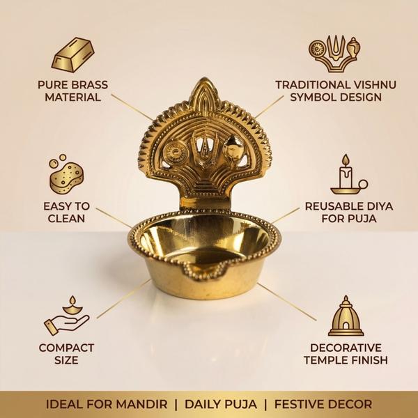 Pure Brass Tirupati Balaji Diya for Puja | Decorative Oil Lamp for Mandir, Daily Worship & Festive Decor