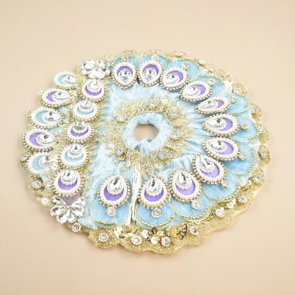 Sky Blue Bal Gopal Dress Set with Mukut | Heavy Stone Work Laddu Gopal Poshak for Janmashtami, Puja and Temple Shringar 8 inch