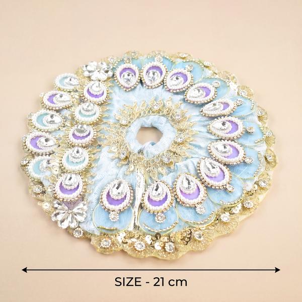 Sky Blue Bal Gopal Dress Set with Mukut | Heavy Stone Work Laddu Gopal Poshak for Janmashtami, Puja and Temple Shringar 8 inch