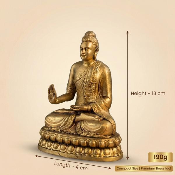 Premium Brass Meditating Buddha Idol on Lotus Base | Blessing Hand Statue for Home Decor, Meditation & Spiritual Gift