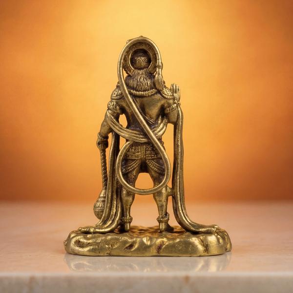 Premium Brass Standing Hanuman Idol with Gada | Antique Bajrangbali Murti for Home Temple, Puja & Spiritual Decor