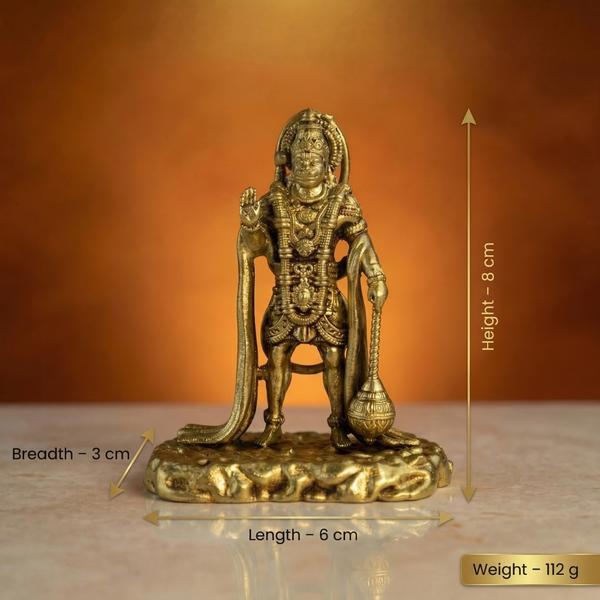 Premium Brass Standing Hanuman Idol with Gada | Antique Bajrangbali Murti for Home Temple, Puja & Spiritual Decor