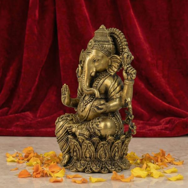 Premium Brass Lakshmi Ganesh Idol Set | Antique Laxmi Ganpati Murti for Home Temple, Puja & Spiritual Decor
