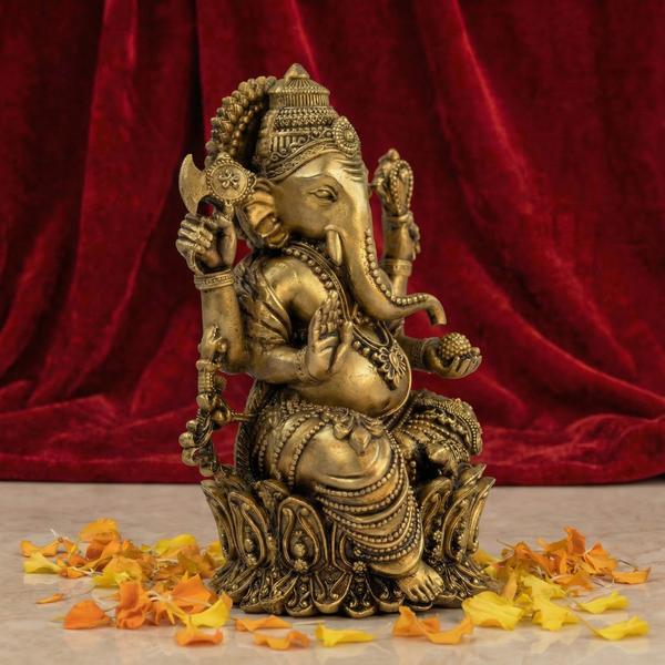 Premium Brass Lakshmi Ganesh Idol Set | Antique Laxmi Ganpati Murti for Home Temple, Puja & Spiritual Decor