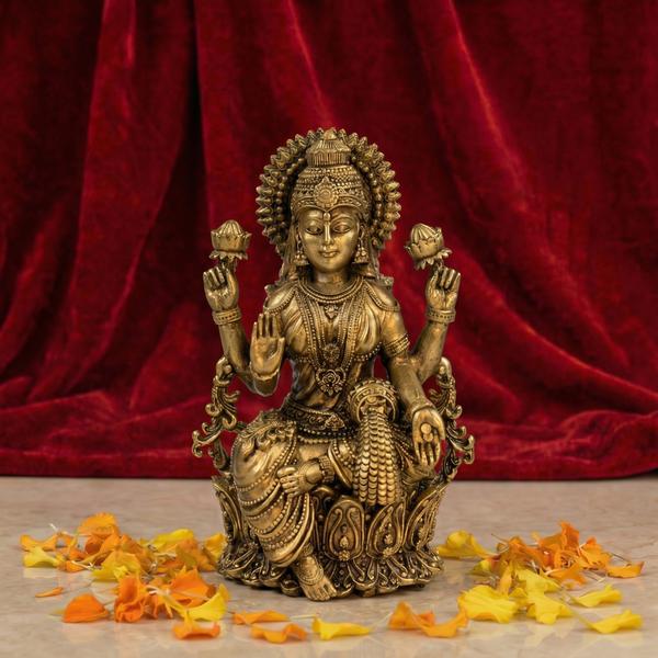 Premium Brass Lakshmi Ganesh Idol Set | Antique Laxmi Ganpati Murti for Home Temple, Puja & Spiritual Decor