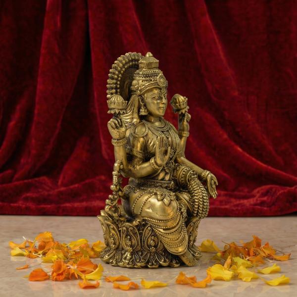Premium Brass Lakshmi Ganesh Idol Set | Antique Laxmi Ganpati Murti for Home Temple, Puja & Spiritual Decor