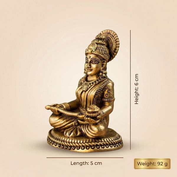 Brass Annapurna Devi Mini Idol | Car Dashboard Murti for Mandir and Sacred Decor