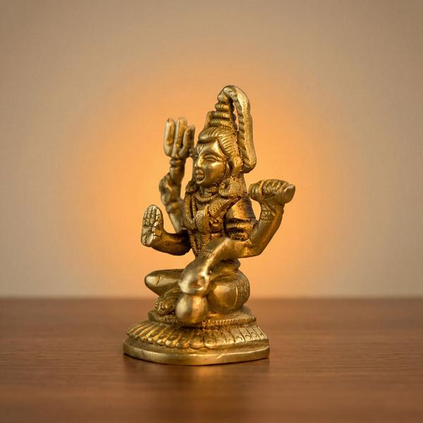 Premium Brass Lord Shiva Idol with Trishul & Damru | Antique Mahadev Murti for Home Temple, Puja & Spiritual Decor