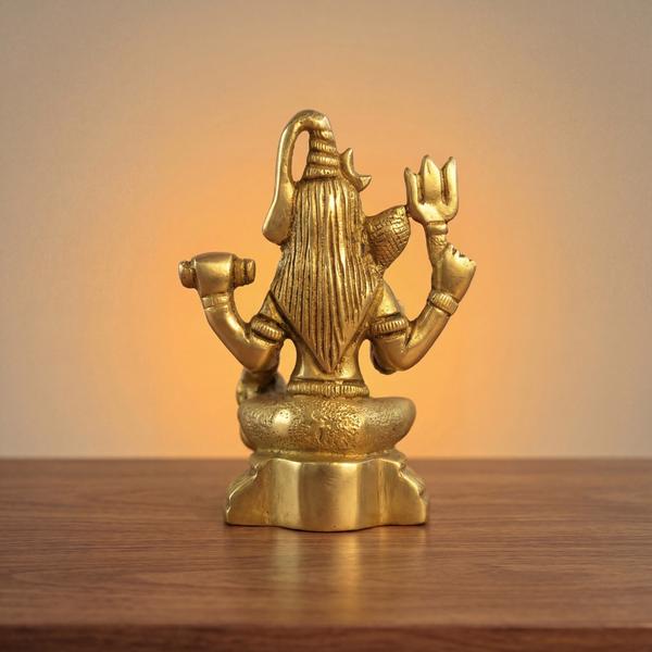 Premium Brass Lord Shiva Idol with Trishul & Damru | Antique Mahadev Murti for Home Temple, Puja & Spiritual Decor
