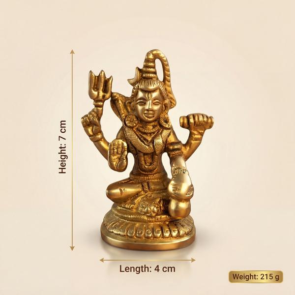 Premium Brass Lord Shiva Idol with Trishul & Damru | Antique Mahadev Murti for Home Temple, Puja & Spiritual Decor