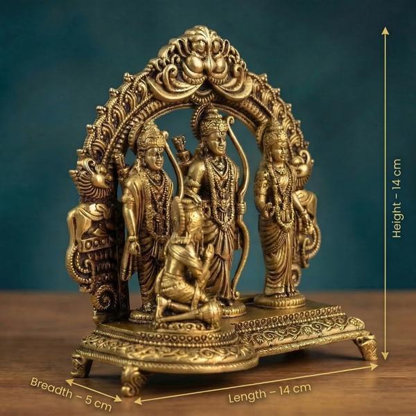 Premium Brass Ram Darbar Idol with Hanuman | Antique Ram Parivar Murti for Home Temple, Puja & Spiritual Decor