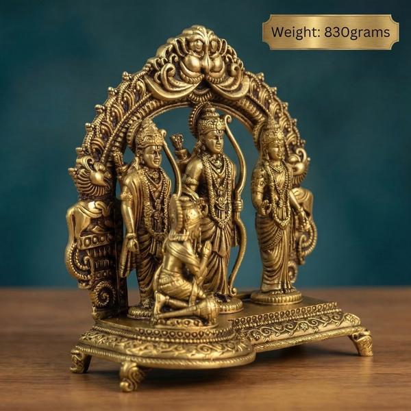 Premium Brass Ram Darbar Idol with Hanuman | Antique Ram Parivar Murti for Home Temple, Puja & Spiritual Decor