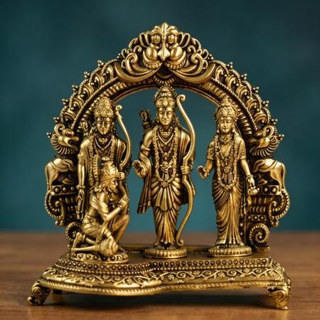 Premium Brass Ram Darbar Idol with Hanuman | Antique Ram Parivar Murti for Home Temple, Puja & Spiritual Decor