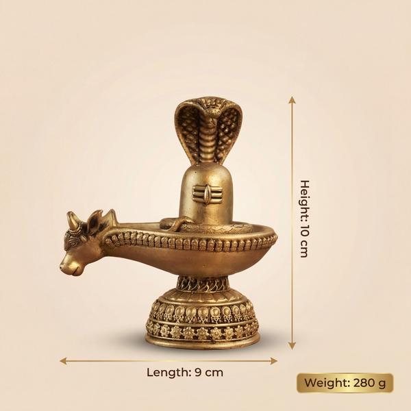 Brass Shiva Lingam with Nandi | Traditional Shivling Murti for Mandir