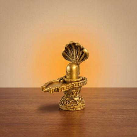 Premium Brass Shivling with Naga Hood | Traditional Shiva Lingam Murti for Home Temple, Puja & Spiritual Decor