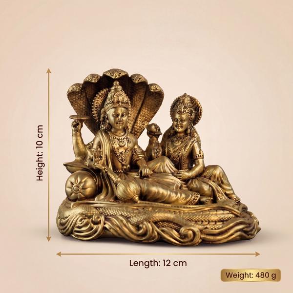 Premium Brass Lakshmi Narayan on Sheshnag Idol | Vishnu Lakshmi Murti for Home Temple, Puja & Spiritual Decor