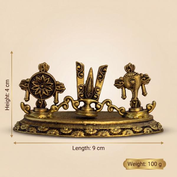 Premium Brass Shankh Chakra Namam Idol | Vaishnav Tilak Symbol for Mandir, Puja & Spiritual Decor