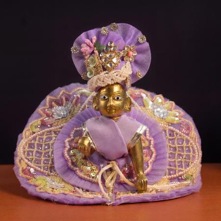 Purple Laddu Gopal Dress Size 4 (8 Inch) | Heavy Embroidery Krishna Poshak with Mukut | Festival & Temple Shringar Set
