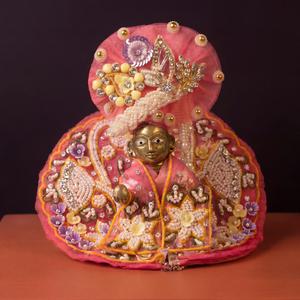 Premium Pink Pearl Work Bal Gopal Dress Set | Handmade Laddu Gopal Poshak with Mukut & Floral Embroidery