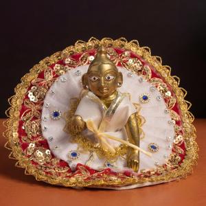 Luxury Gold Sequin Bal Gopal Dress Set (Size 3) | Crystal Stone Laddu Gopal Poshak for 6 Inch Idol