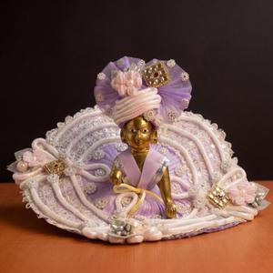 Handmade Lavender Laddu Gopal Dress Set with Mukut | Designer Krishna Poshak (Size 3) 6 inch