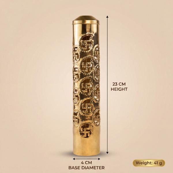 Pure Brass Agarbatti Holder with Swastik Cutwork for Daily Puja