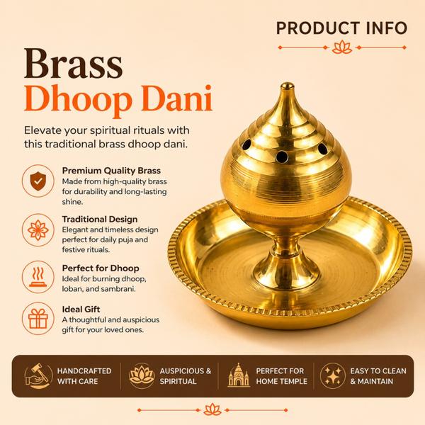 Brass Dhoop Dani & Agarbatti Stand with Ash Catcher