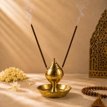 Brass Dhoop Dani & Agarbatti Stand with Ash Catcher