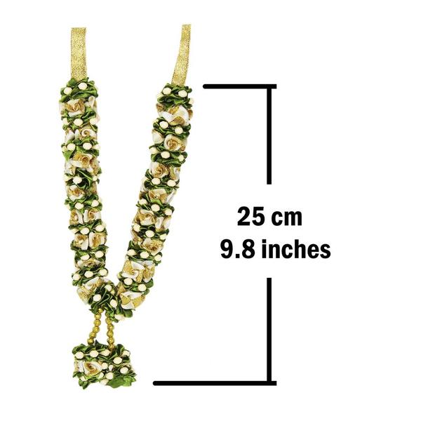 Mala/ Garland with artificial roses- Pack of 1- for God/ Idol/ Puja Decor/ Festival/ Photo frame-  Length 25cm/9.8inches