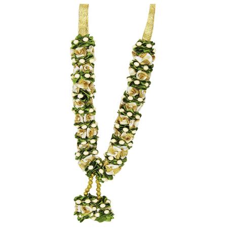 Mala/ Garland with artificial roses- Pack of 1- for God/ Idol/ Puja Decor/ Festival/ Photo frame-  Length 25cm/9.8inches