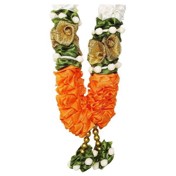 Mala/ Garland White & Yellow with artificial Flowers- for God/ Idol/ Puja Decor/ Festival/ Photo frame- Pack of 1- Length 22cm/8.6inches